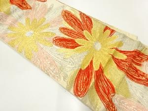 アンティーク　花模様織出し袋帯（材料）